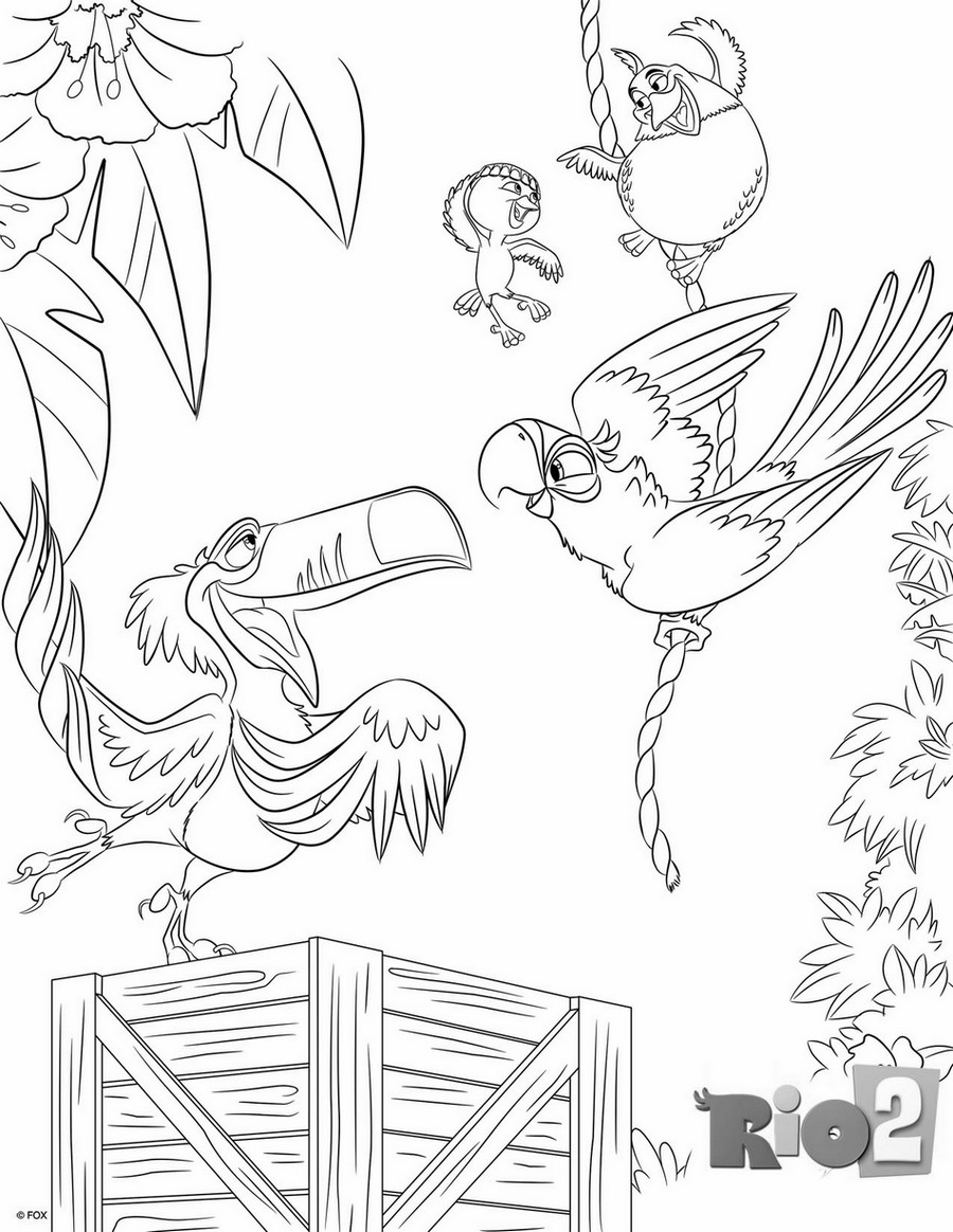 coloriage rio 2 blu  et ses amis